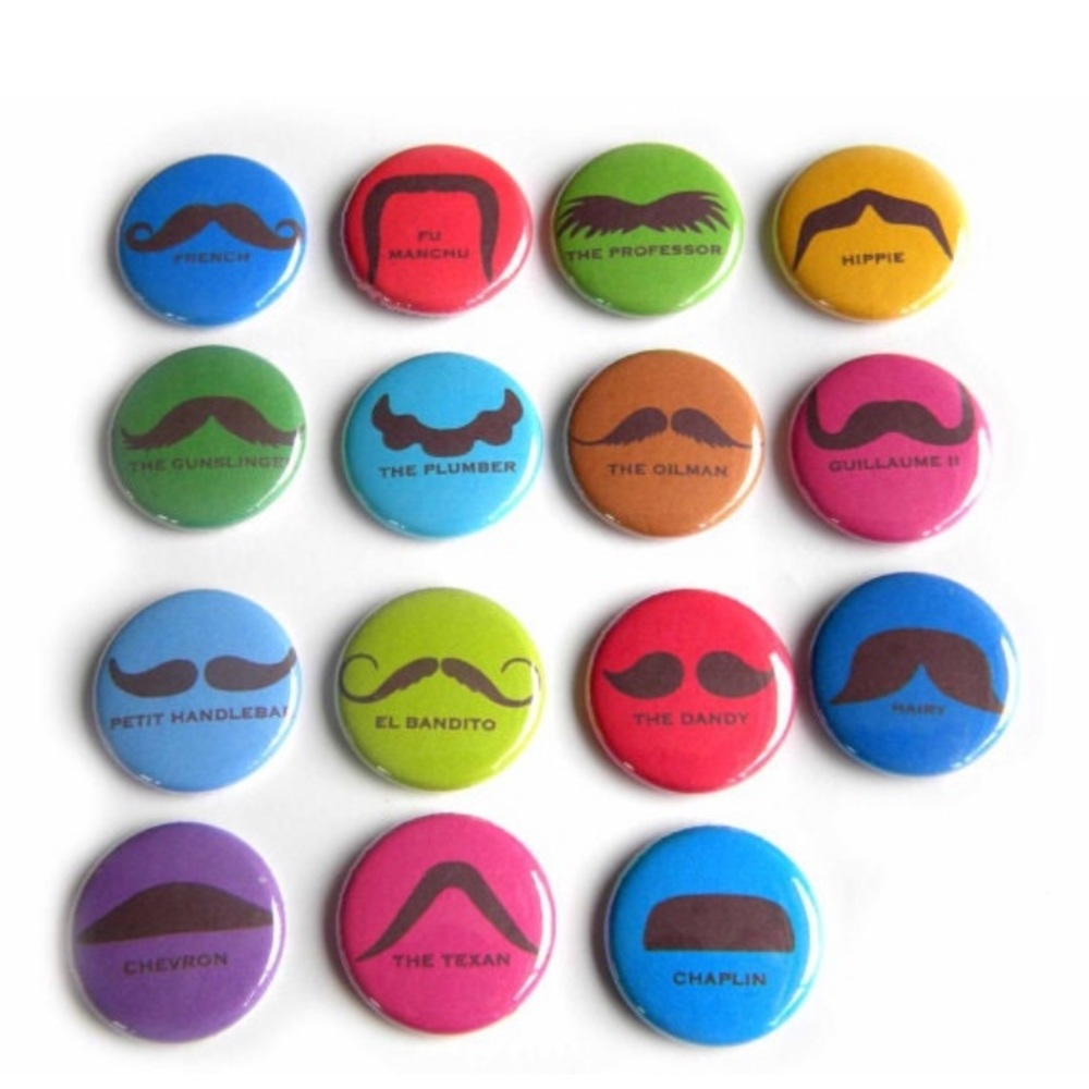 Humorous, Colorful Mustache Magnets